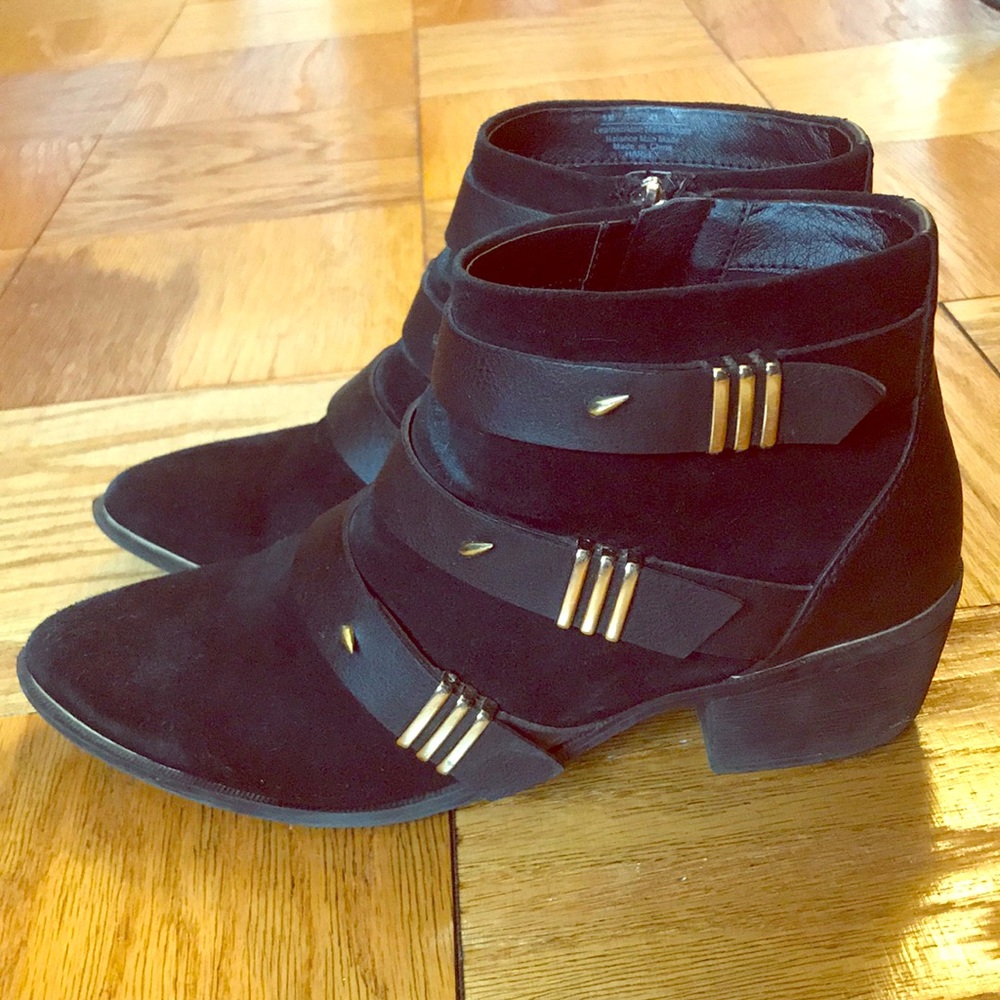 Studded suede booties